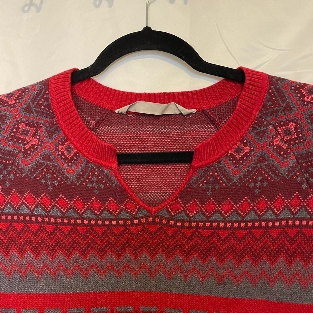 Athleta | Red Fair Isle Sweater Dress Bodycon Size Small Stripe Fitted Knit.‌‌‍‍ - Picture 3 of 8